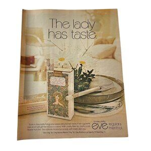 1971 Eve Cigarette Regular Menthal Tobacco Ad Print Full Page Lady in Garden u